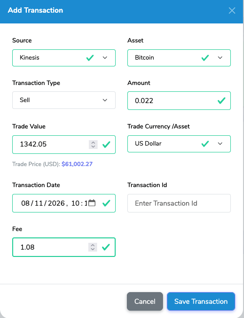 Sell asset